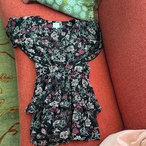 Misa Los Angeles Black and Pink Floral Mini Dress